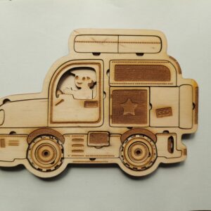 Gravírozott Fa Autós Puzzle Játék (Több Rétegű)