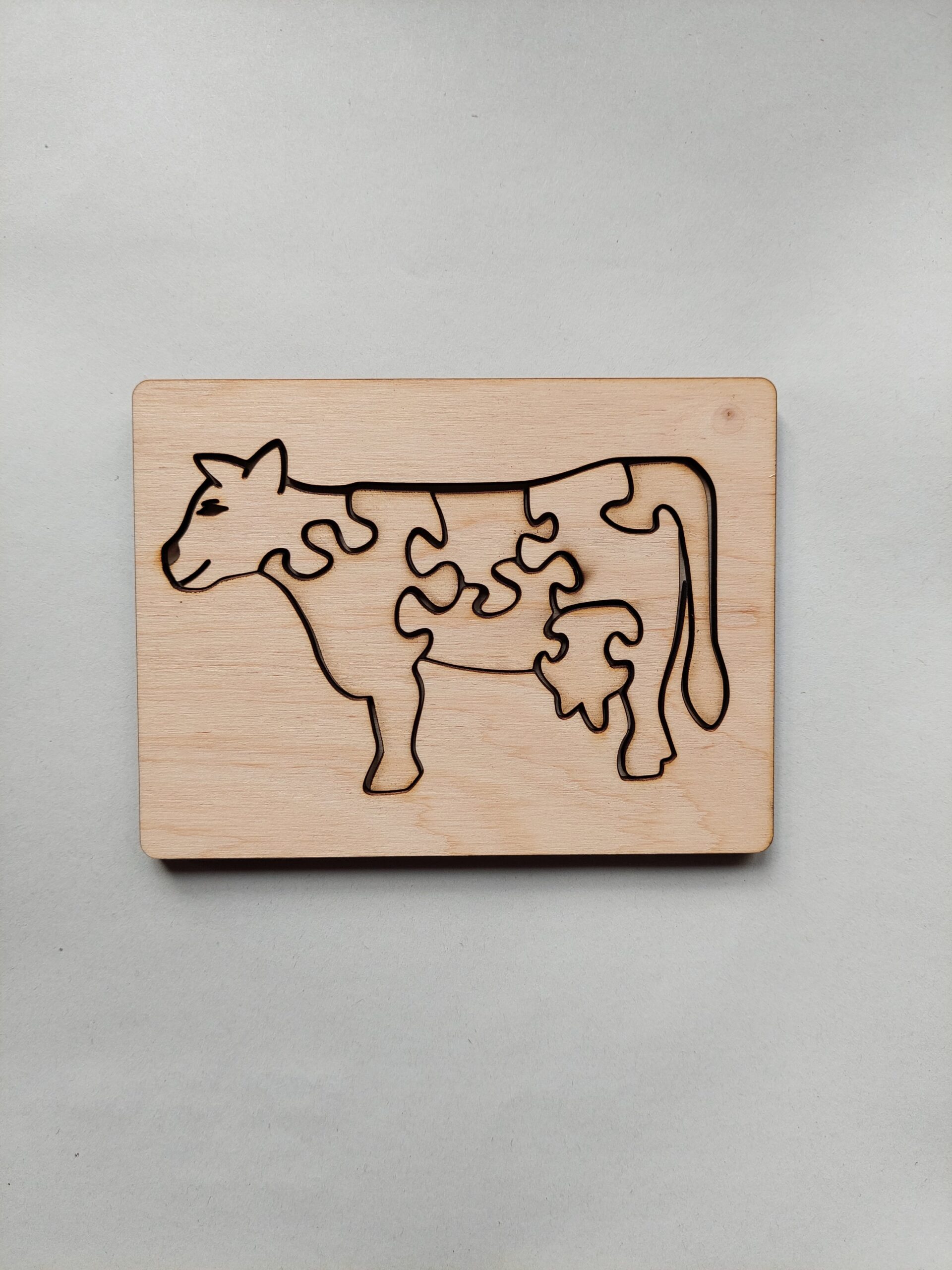 Festhető Gravírozott Fa Tehenes Gyerek Puzzle
