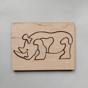 Festhető Gravírozott Fa Orrszarvús Gyerek Puzzle