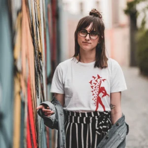 Lány Galambokkal Mintázatú Rövidujjú Póló